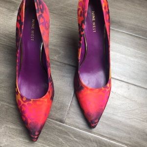 Nine West Purple & Orange Cheetah Print Heels